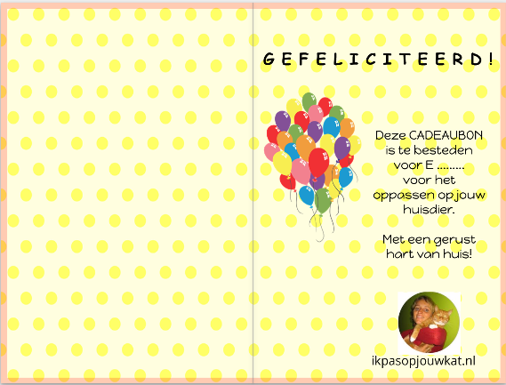 Verwonderend Cadeaubon/ Gift Voucher - IK PAS OP JOUW KATIK PAS OP JOUW KAT HS-25